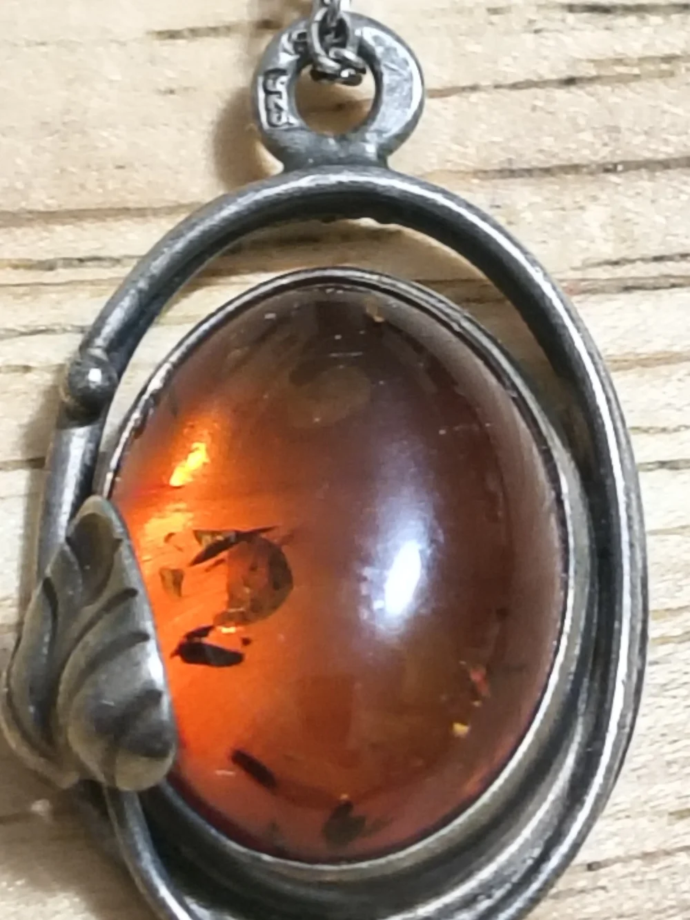 Vintage Sterling Silver Navajo Native American Baltic Amber Necklace 18